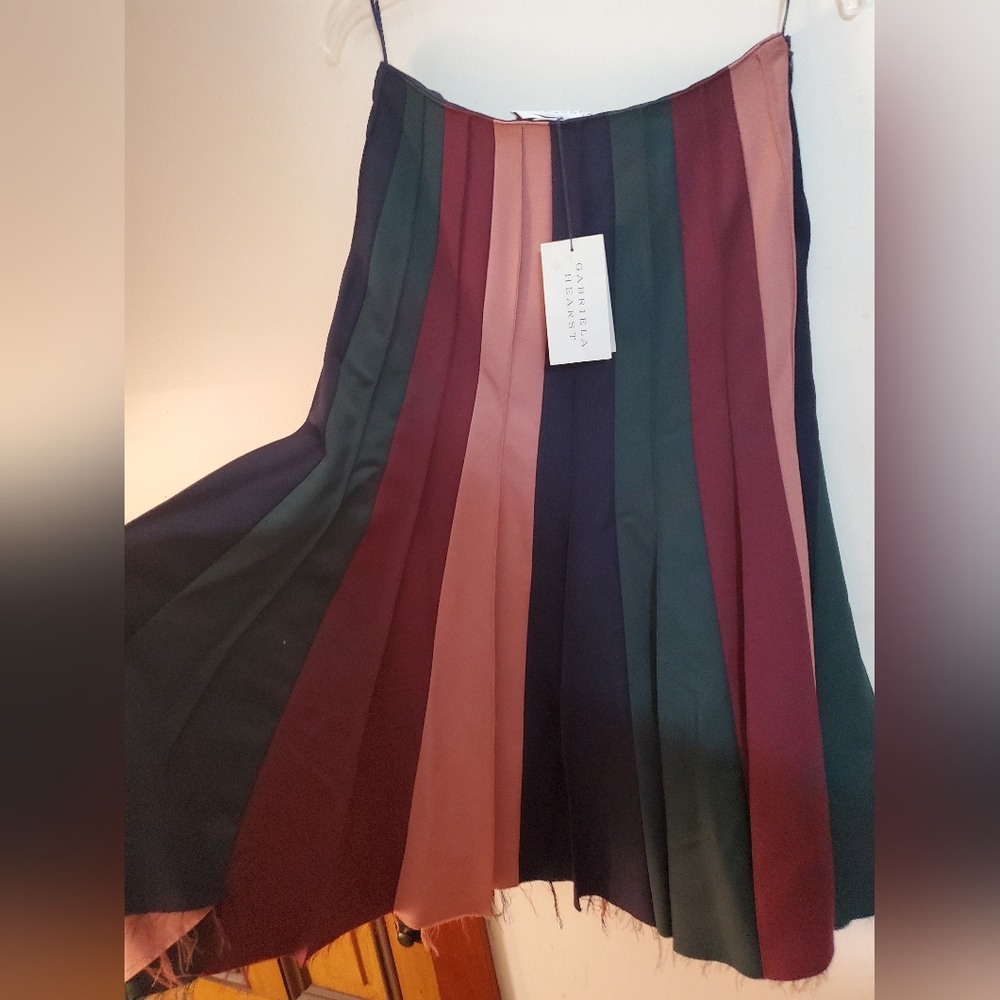 Nwt Sz 42 Fr (L) NWT $1395 Gabriela Hearst burgundy multicolored Aline skirt